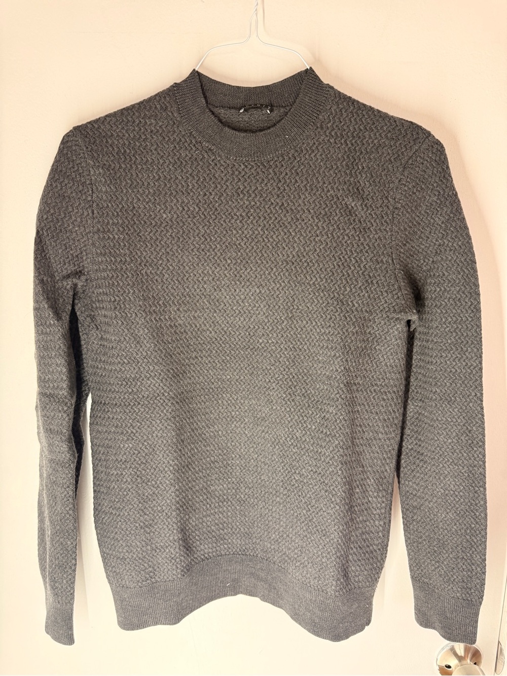 Theory Gray Textured Cashwool Crewneck Sweater (M)